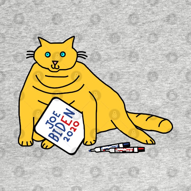 Small Chonk Cat with Joe Biden Sign by ellenhenryart